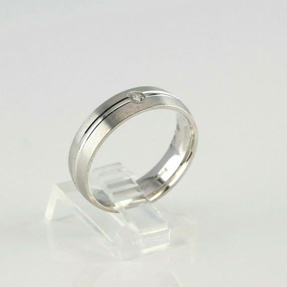 Men's 14K White Gold Diamond Solitaire Band HSI Size 9.75 View 2