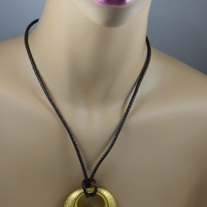 18K YG Vintage HERMES Pendant on Leather Cord with Box