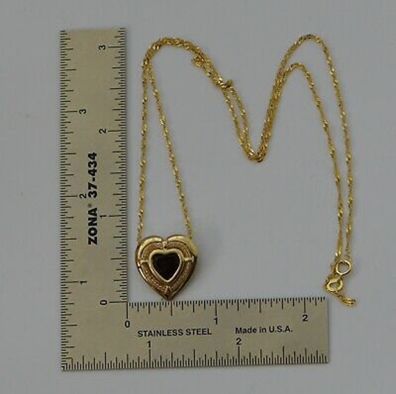 14K Yellow Gold Heart Shaped Garnet Pendant on 20… - image 9