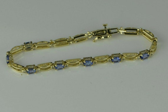 14K YG Tanzanite and Diamond Accent Bracelet, 4/5… - image 2