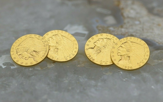 Gold 2 1/2 Dollar Indian Cufflinks 4 Gold coins: … - image 1