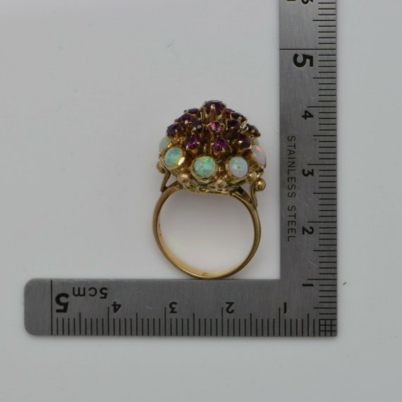 Vintage 14K Yellow Gold Ruby and Crystal Opal Coc… - image 9
