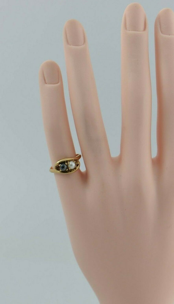 10K Yellow Gold Black and White Pearl Ring Size 5… - image 4
