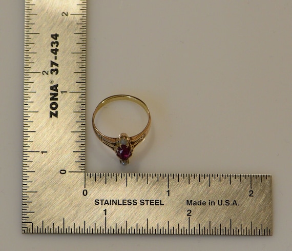 10K R/G Egyptian Revival Style Synthetic Ruby Rin… - image 8