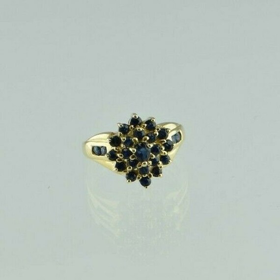 14K Yellow Gold Sapphire Cluster Ring Size 5 Circ… - image 3