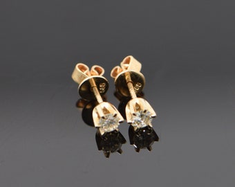 14K Yellow Gold Diamond Stud Earrings