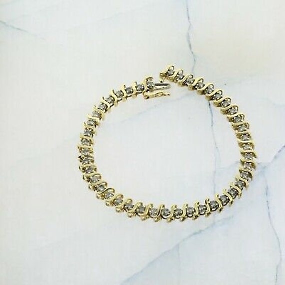 14K Yellow Gold 3 ct Diamond Bracelet 7.5 Inches … - image 5