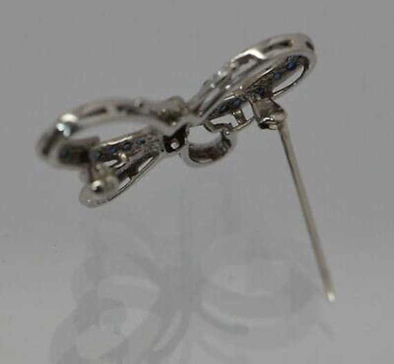 14K White Gold Diamond and Sapphire Butterfly Pin… - image 3