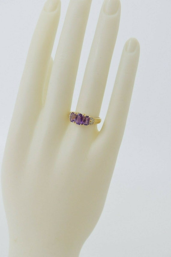 14K YG Amethyst and Diamond Accent Ring, Circa 19… - image 7