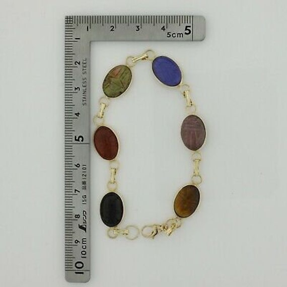 Vintage 14K Yellow Gold Scarab Bracelet 6.5 inche… - image 7