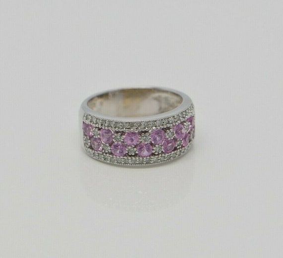Diamond and Pink Sapphire Ring 2 ct tw 14K WG Siz… - image 4