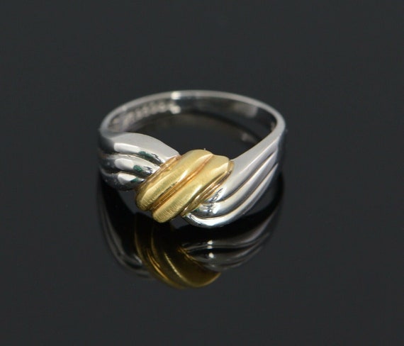 Platinum and 18K Yellow Gold Swirl Design Ring, S… - image 2