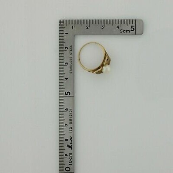10K Yellow Gold Pearl and Sapphire Ring Size 6.5 - image 9