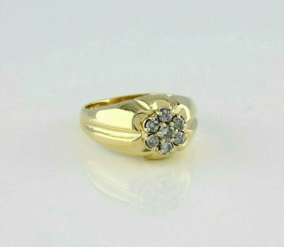 Men's 14K Yellow Gold 1/3ct Diamond Rosette Ring … - image 1