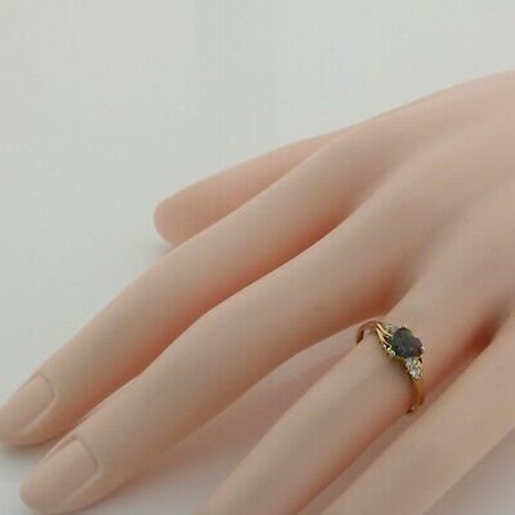 10K Yellow Gold Rainbow Stone Heart Ring Size 7 C… - image 5