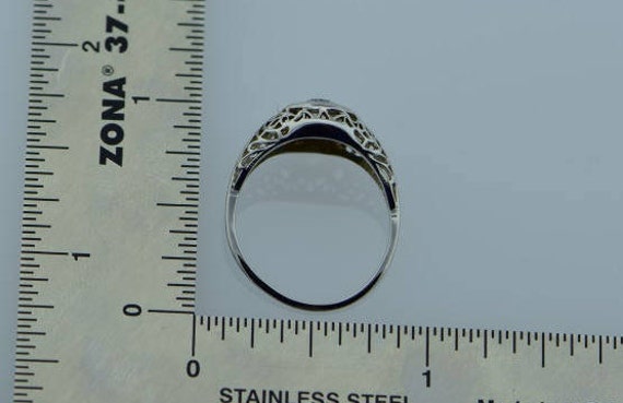 Circa 1920 Art Deco 14K WG Diamond fillagree ring… - image 3