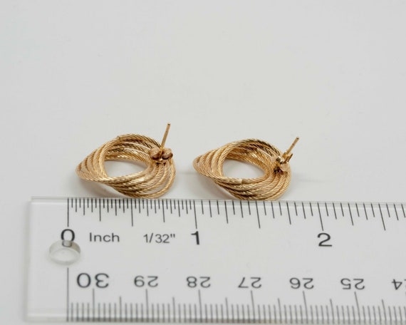 14K Yellow Gold Multi Circular Swirl Post Earrings - image 5