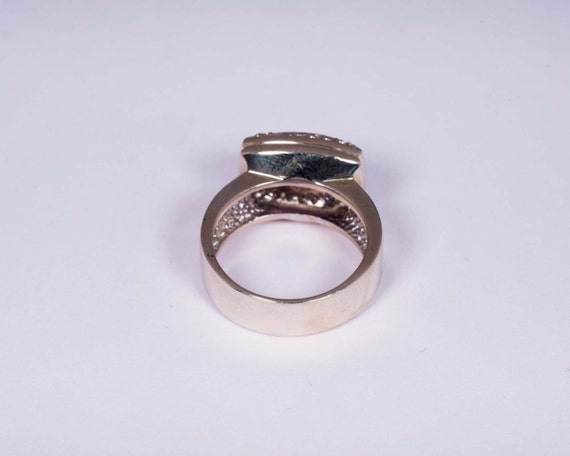 14K White Gold Tourmaline and Diamond Chip Ring, … - image 5