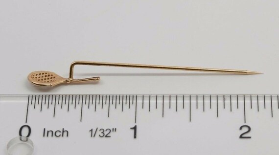 Vintage 14k Yellow Gold Stick Pin with a Tennis R… - image 4