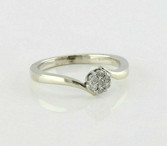 10K oro blanco 20 punto diamante Rondel anillo tamaño 7.25 - Etsy España