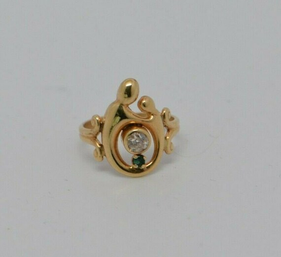 14K YG Mother and Child Ring Diamond Set with Sma… - image 10