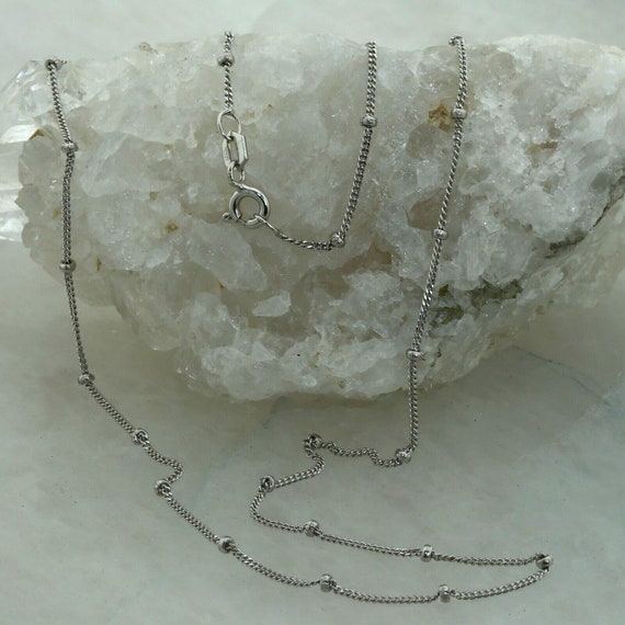 14K White Gold Necklace, beaded accents throughou… - image 1
