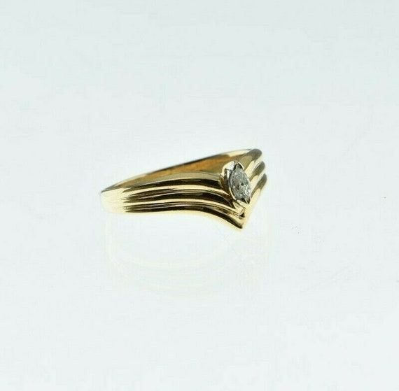 14K Yellow Gold Diamond Marquis Wave Ring Size 9 … - image 4