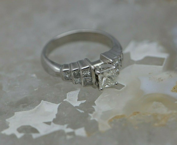Platinum Shane & Co Princess Diamond Ring Size 7.… - image 1