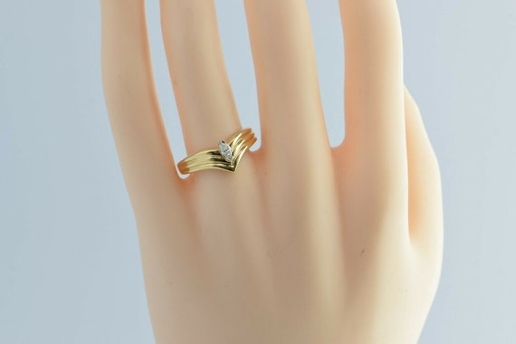 14K Yellow Gold Diamond Marquis Wave Ring Size 9 … - image 5