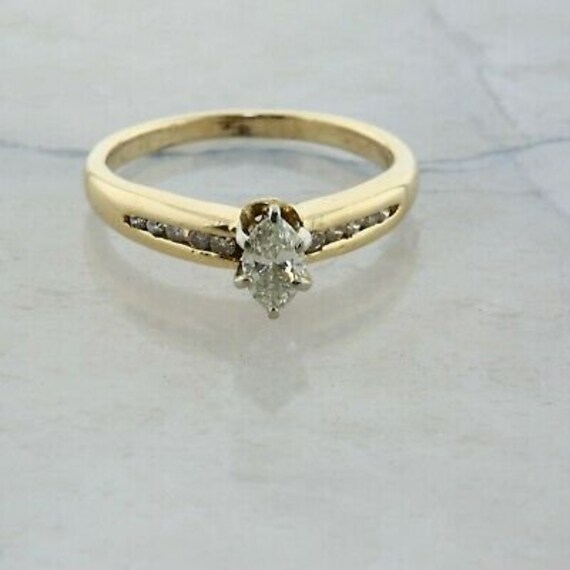 14K Yellow Gold 1/2 ct tw Marquise Diamond Ring S… - image 4