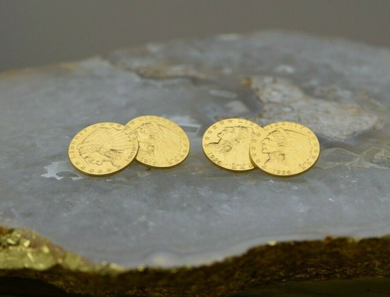 Gold 2 1/2 Dollar Indian Cufflinks 4 Gold coins: … - image 3