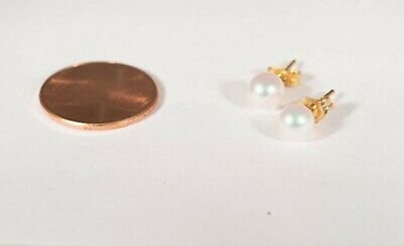 14K Yellow Gold Pearl Earrings, Fine Quality - image 3