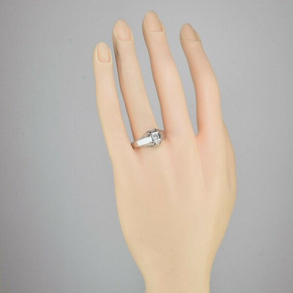Antique 18K White Gold Art Deco Diamond Ring G VS… - image 7