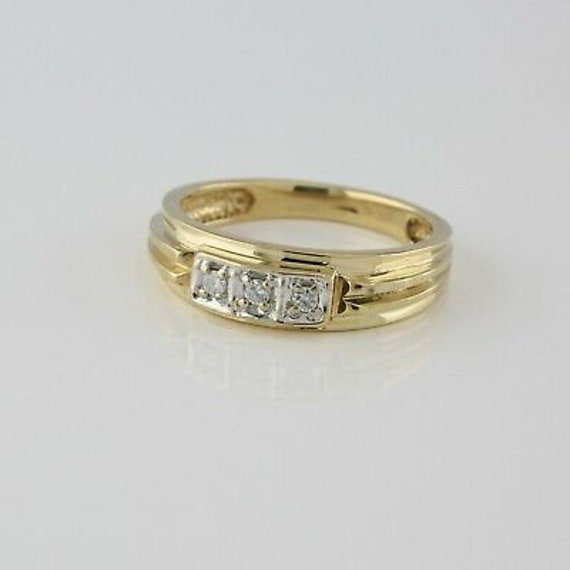 10K Yellow Gold Diamond Band Size 10.5 Circa 1980 - image 3