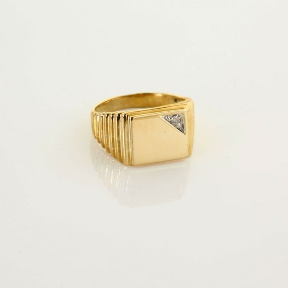Bague chevalière homme femme argent massif 925 serti zircon rond facette jaune - Un grand marché