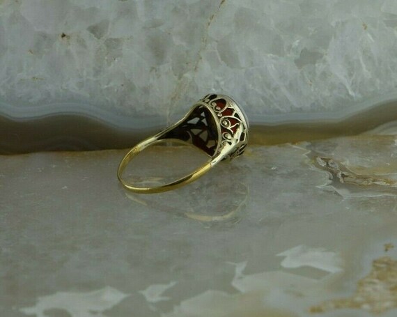 14K Yellow Gold Hardstone Filigree Cameo Ring Siz… - image 5