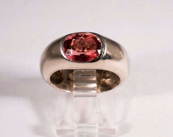 14K White Gold Pink Tourmaline Ring, size 8
