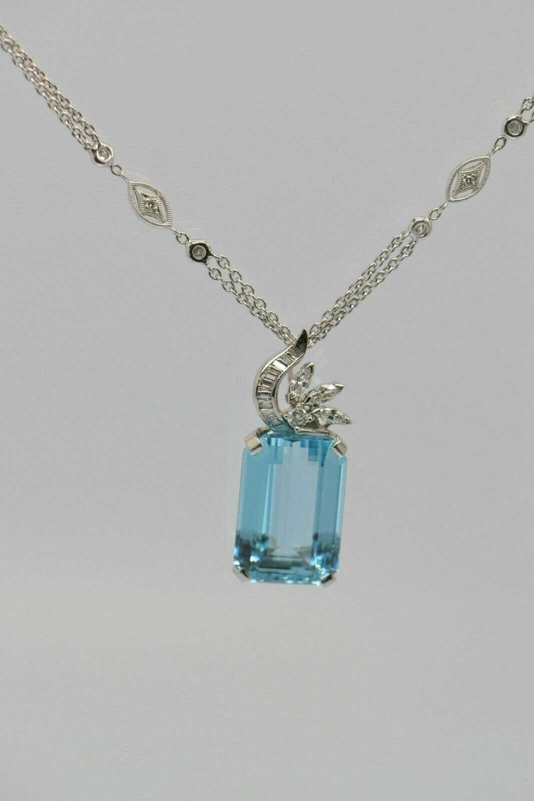 Tiffany & Co. Platinum, Diamond & Aquamarine Necklace, Blue Book Piece,  MINT!!