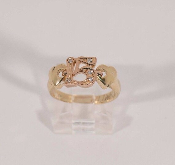 14K Rose and Yellow Gold "15" Quinzena Ring , siz… - image 1