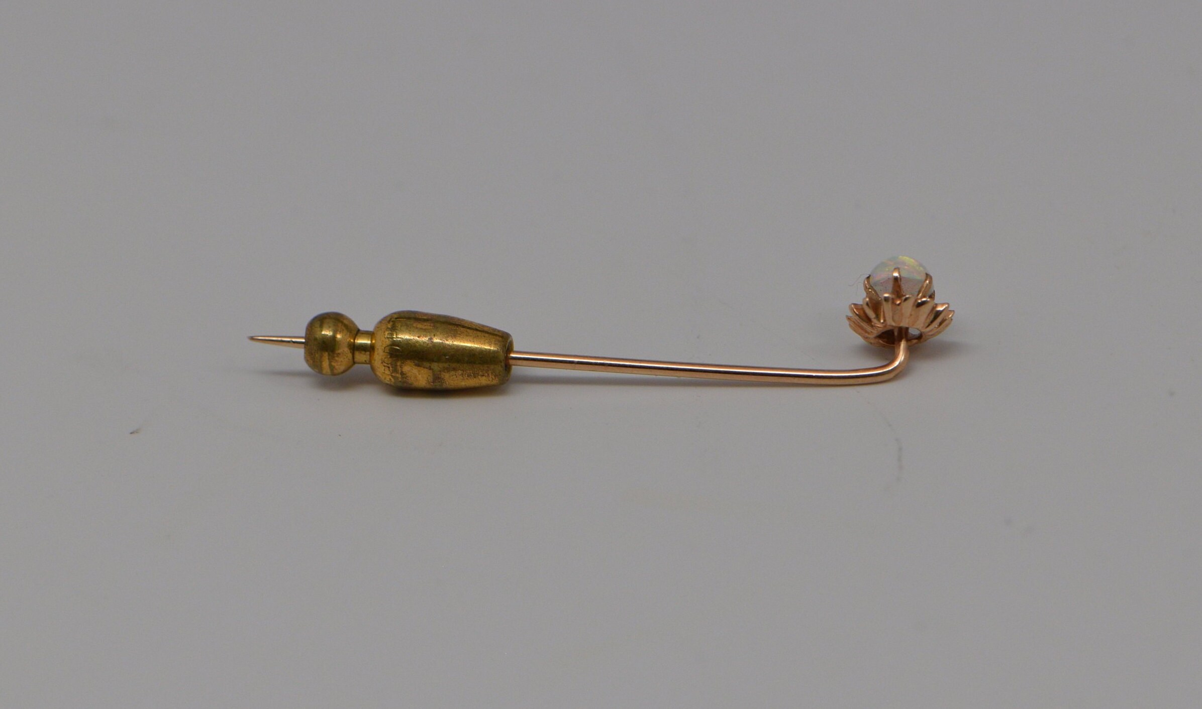 Antique Victorian 14 Karat Rose Gold Opal Stick Pin - WeilJewelry