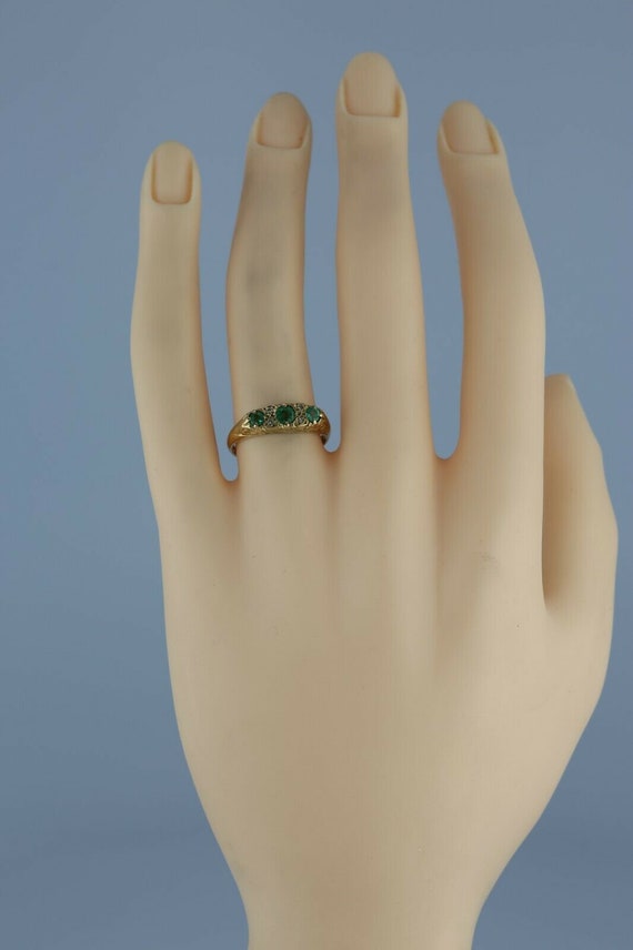 Vintage 9K Yellow Gold Emerald and Diamond Ring E… - image 4