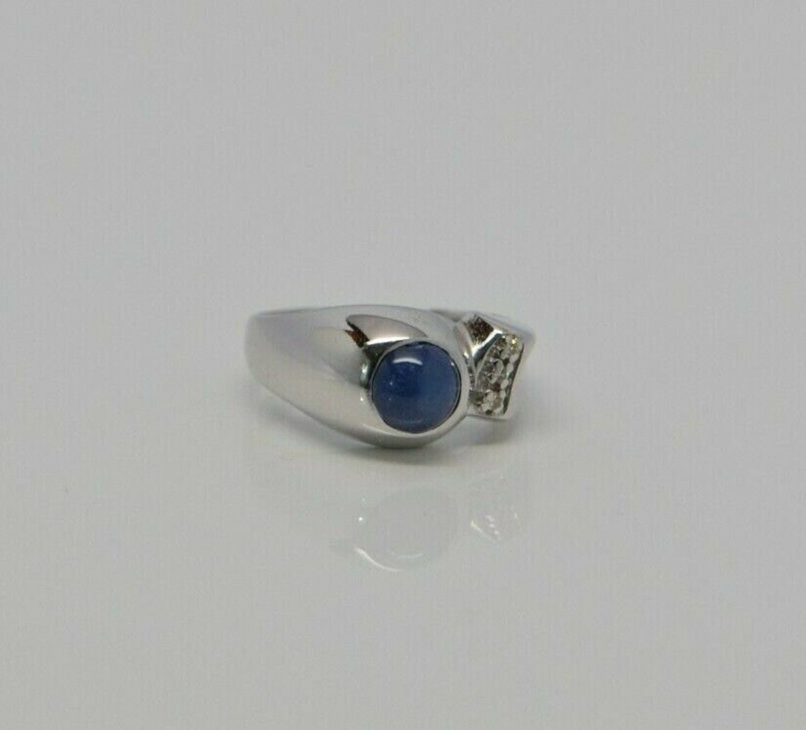 Vintage 14K WG Lindy Blue Star Sapphire Ring Size 8.5 Circa - Etsy