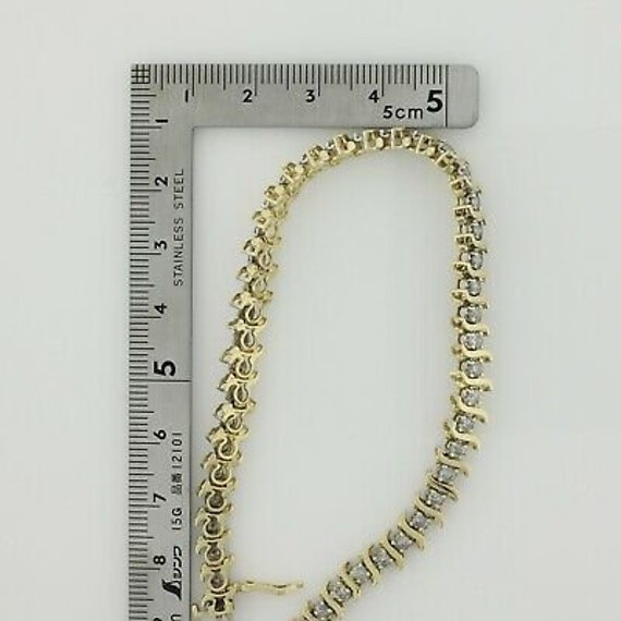 14K Yellow Gold 3 ct Diamond Bracelet 7.5 Inches … - image 10