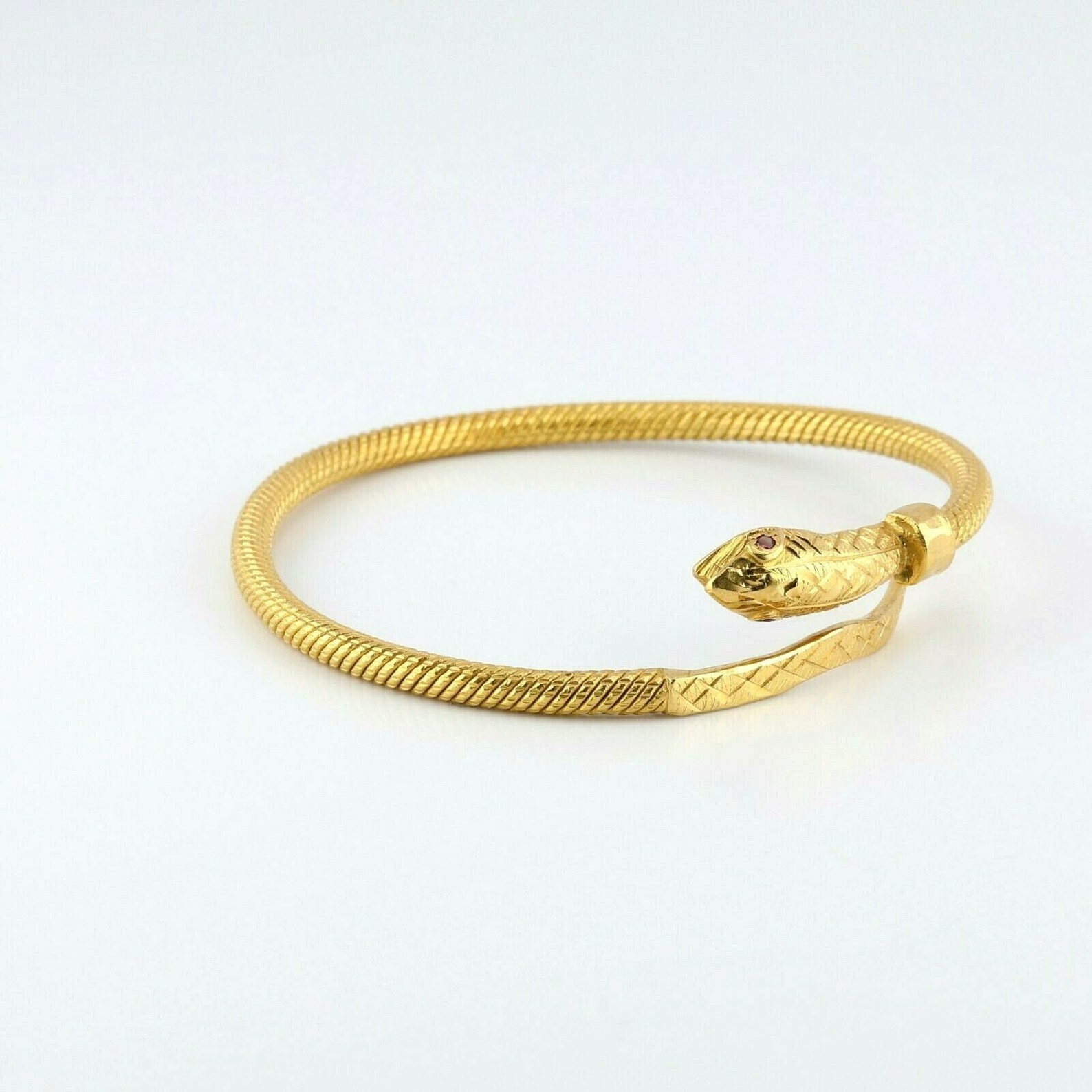 Great Hand Made 21K Snake Bracelet Yellow Gold With Ruby Eyes Etsy Canada