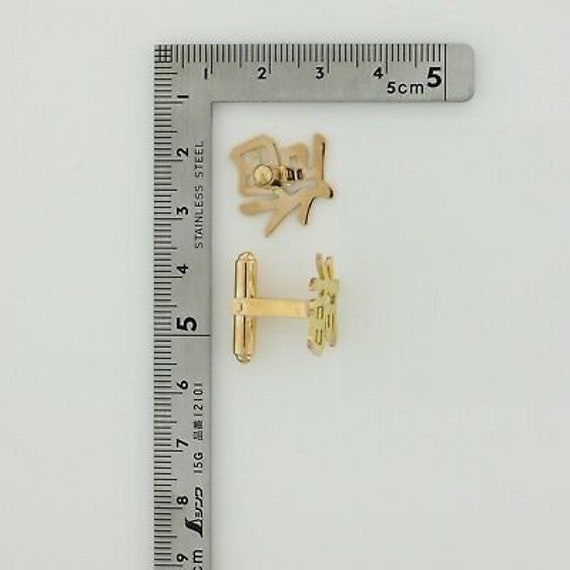 9K Yellow Gold Chinese Character Cufflinks Circa … - image 6