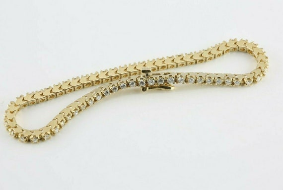 Super 14K YG 3ct tw Diamond Tennis Bracelet 7 Inc… - image 3