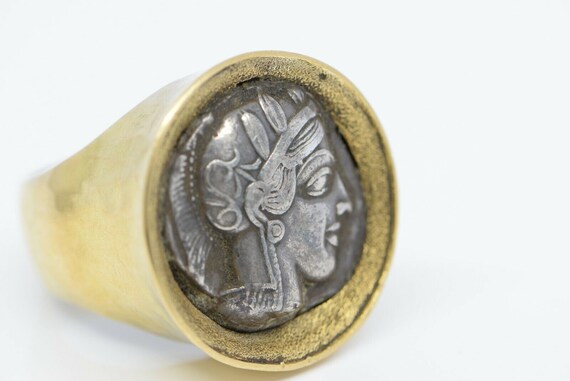 22K YG Authentic Ancient Greek Coin Ring Coin Cir… - image 8