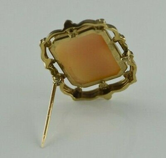 Vintage 10K Yellow Gold Rectangular Shell Cameo P… - image 3