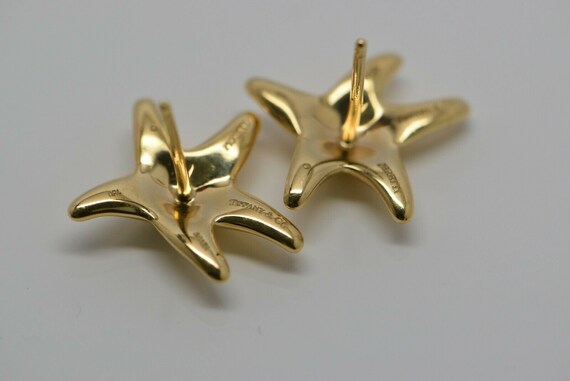 18K Yellow Gold Tiffany Starfish Earrings Elsa Pe… - image 7