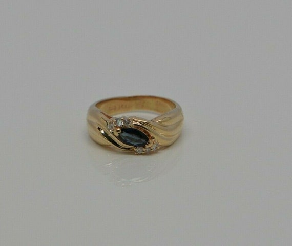 14K YG Blue Sapphire and Diamond Ring Ribbon Bypa… - image 5